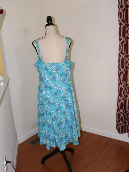 Disney, Torrid Alice in Wonderland Aqua Blue Floral Strappy Dress - Picture 4 of 11